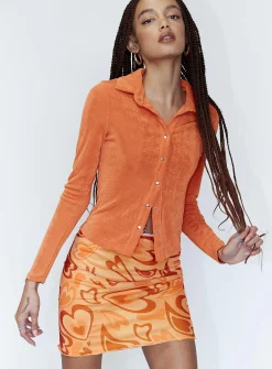 Princess Polly Theordore Mini Skirt Orange New