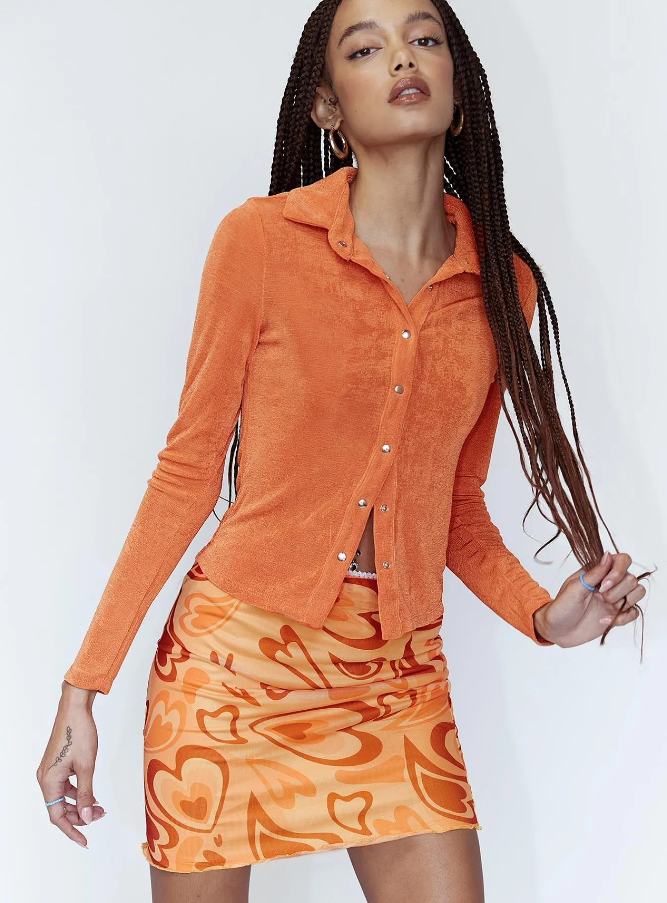 Princess Polly Theordore Mini Skirt Orange New