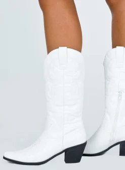 Princess Polly Therapy Clayton Boots  White Outlet