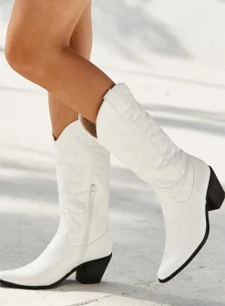Princess Polly Therapy Clayton Boots  White Outlet