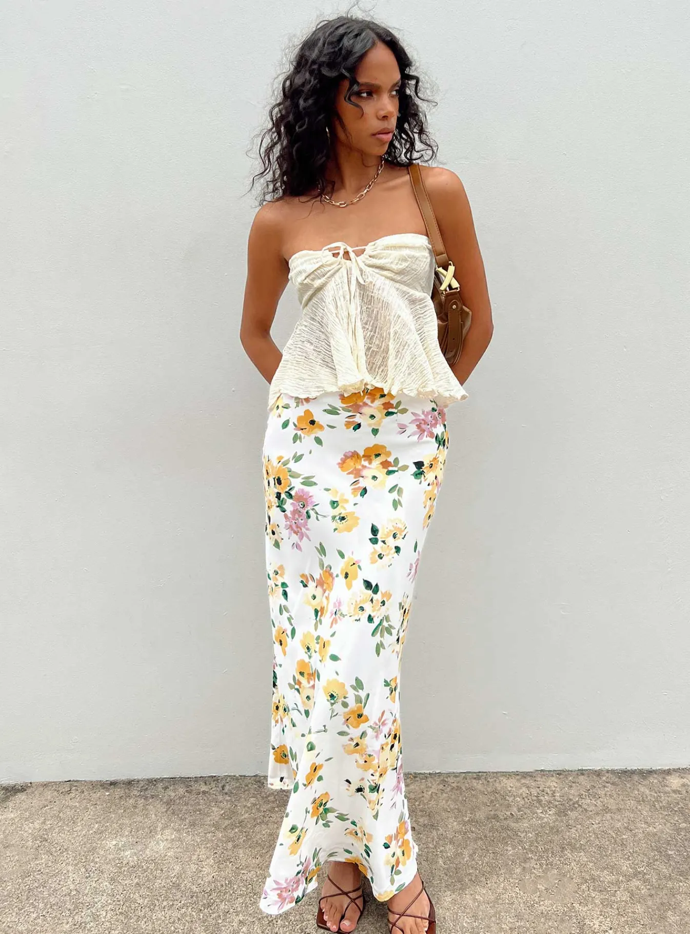 Princess Polly Thyme Maxi Skirt White Floral Hot