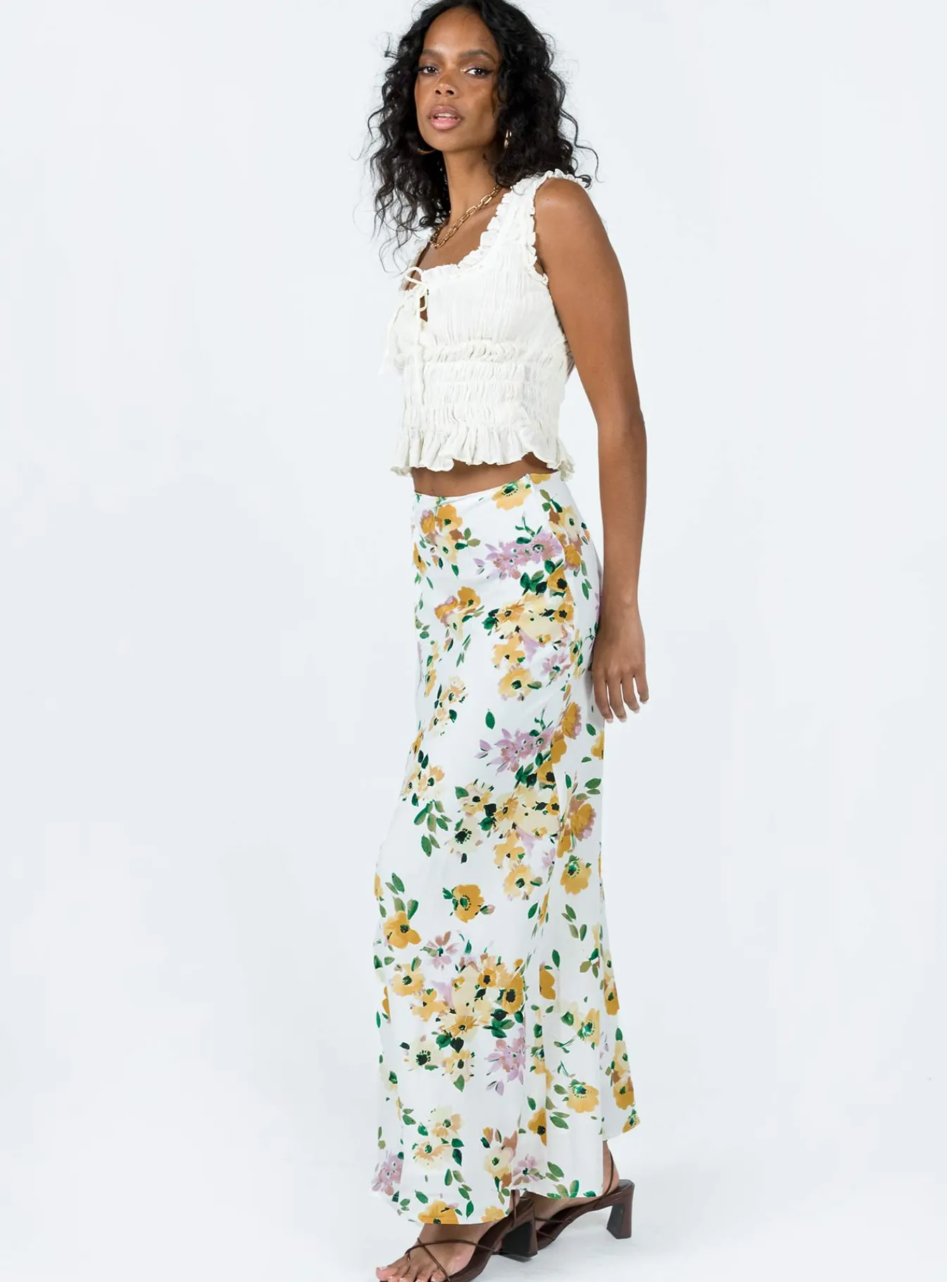 Princess Polly Thyme Maxi Skirt White Floral Hot