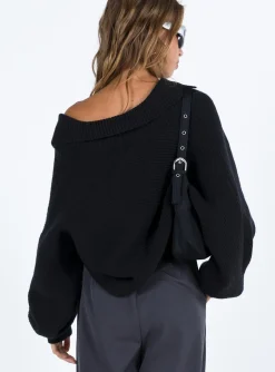Princess Polly Tiara Cropped Sweater Black Best Sale