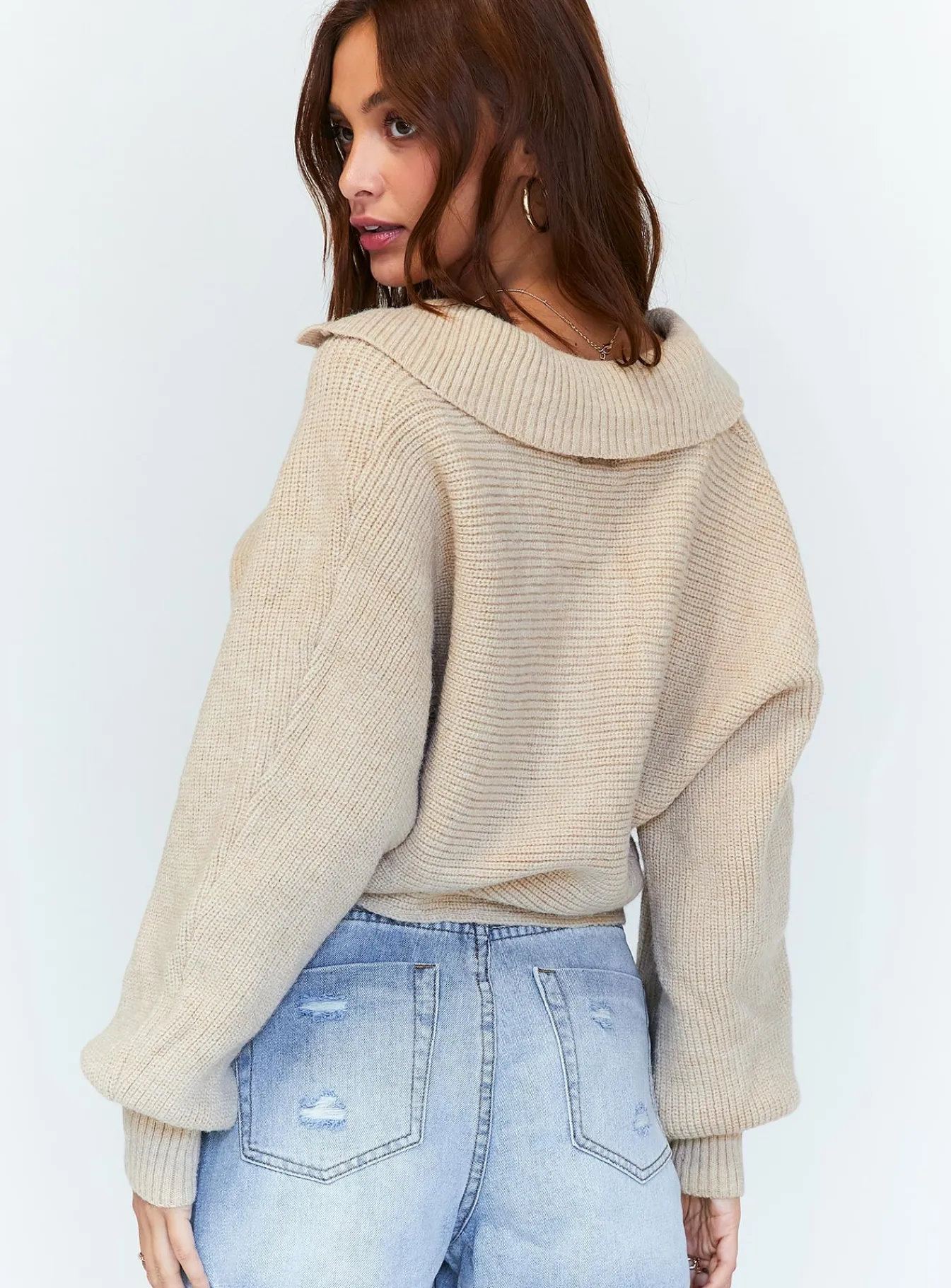 Princess Polly Tiara Cropped Sweater Beige Cheap