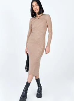 Princess Polly Tiarnie Midi Dress  Beige Discount