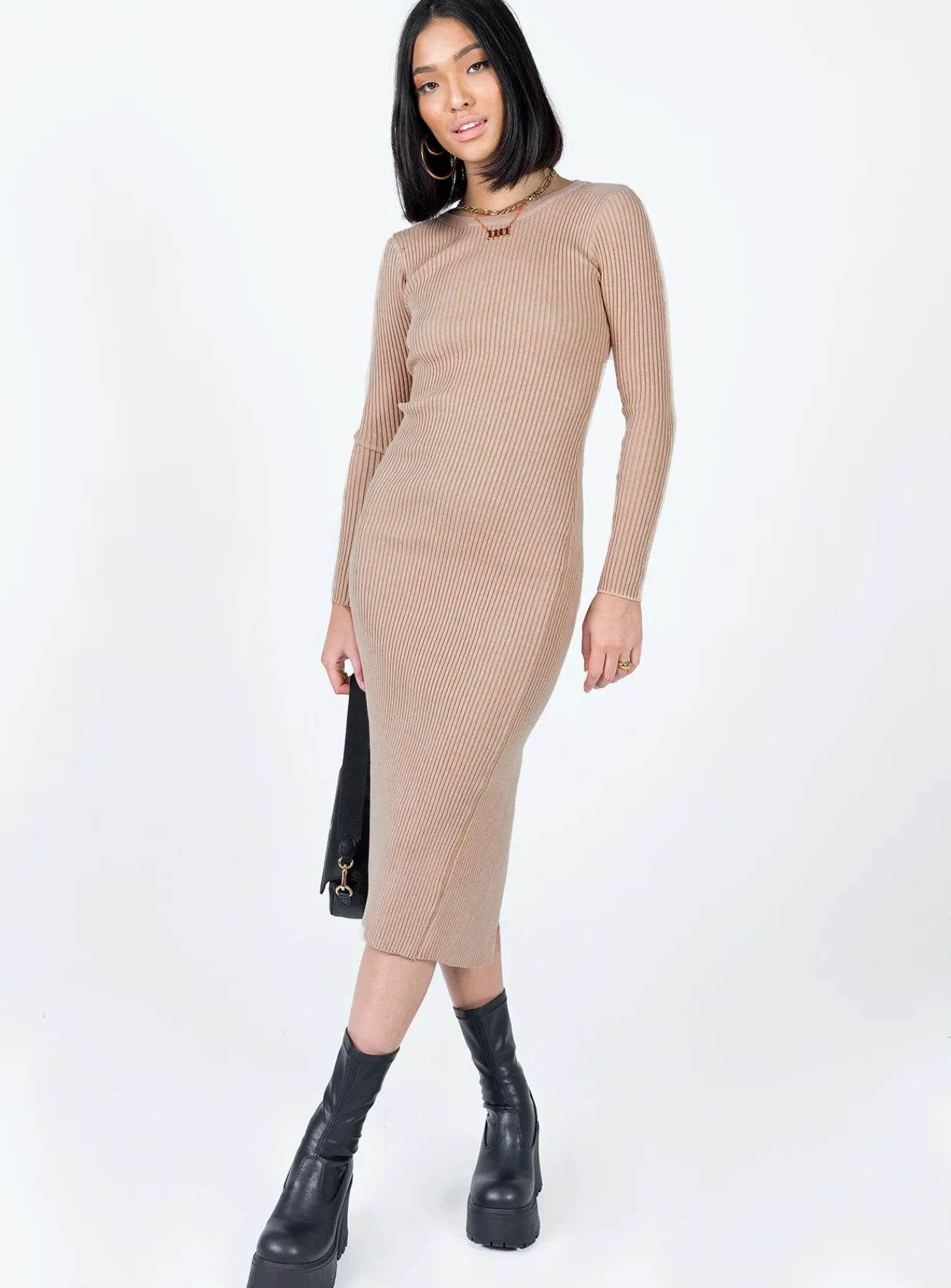 Princess Polly Tiarnie Midi Dress Beige Discount