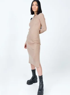 Princess Polly Tiarnie Midi Dress Beige Discount