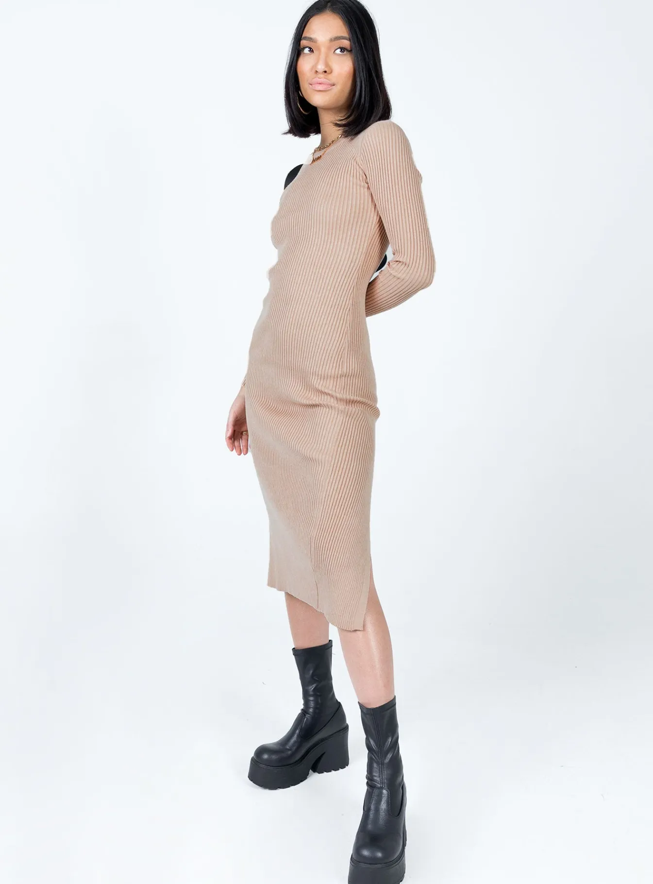 Princess Polly Tiarnie Midi Dress Beige Discount