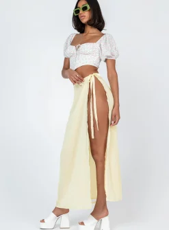 Princess Polly Tie Breaker Maxi Skirt  Yellow Shop