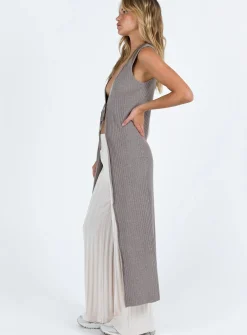 Princess Polly Tieghan Longline Cardigan Brown Hot