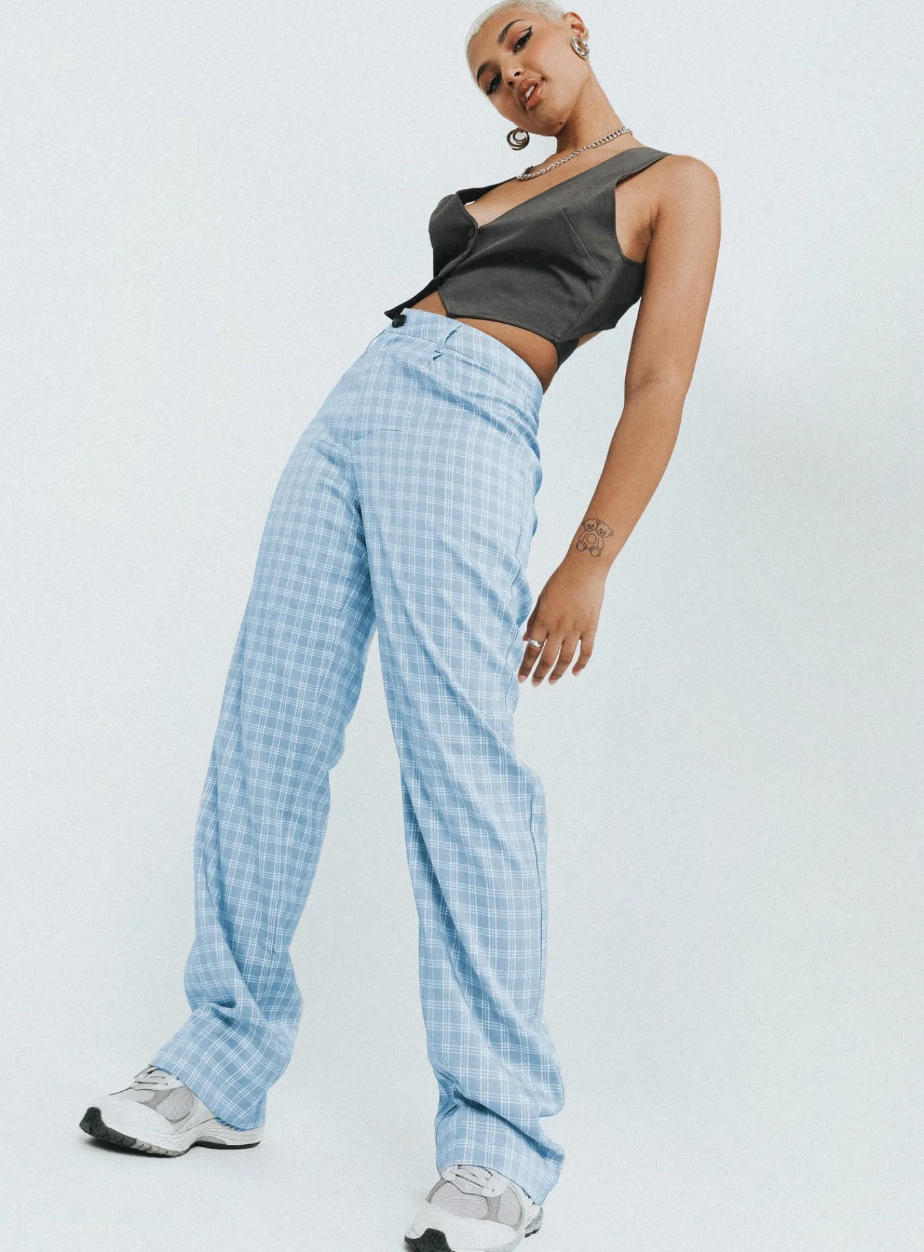 Princess Polly Titius Pantscheck Blue Cheap