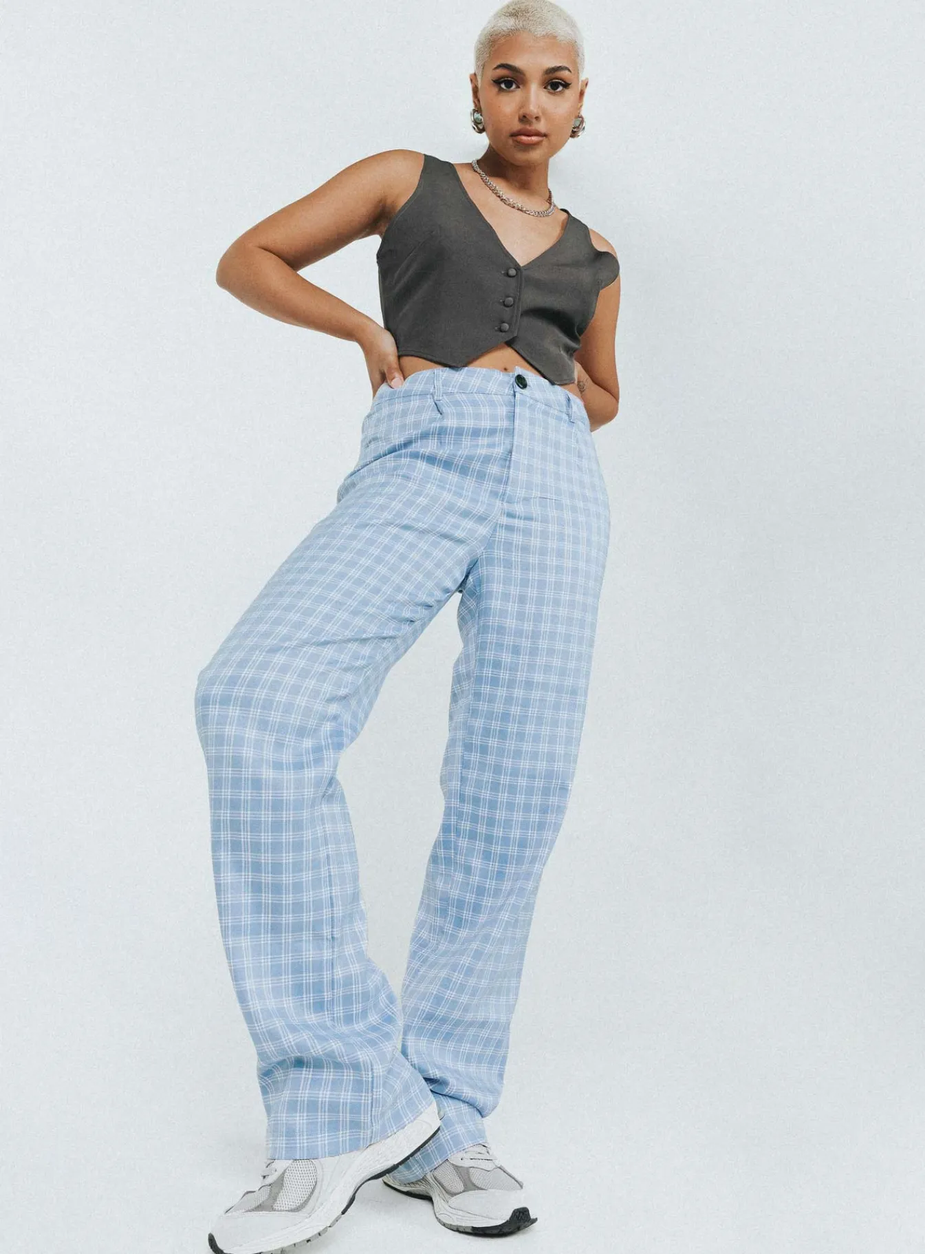 Princess Polly Titius Pantscheck Blue Cheap