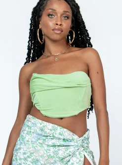 Princess Polly Tiya Strapless Top  Green Clearance