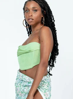 Princess Polly Tiya Strapless Top Green Clearance