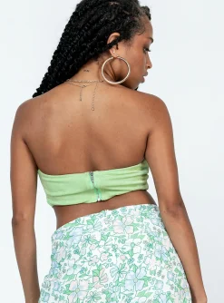 Princess Polly Tiya Strapless Top Green Clearance