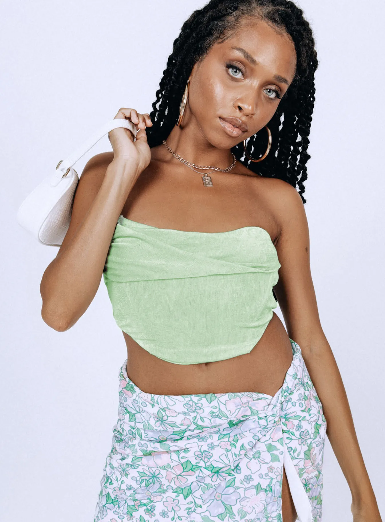 Princess Polly Tiya Strapless Top Green Clearance