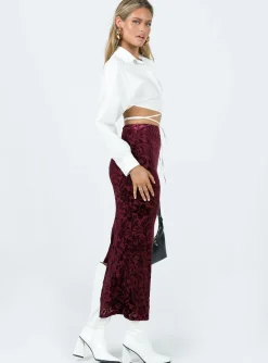Princess Polly Tomkins Burn Out Midi Skirt Red Sale