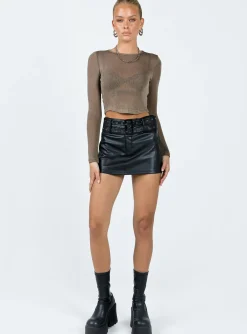 Princess Polly Torridon Eyelet Belt Faux Leather Mini Skirt  Black Flash Sale
