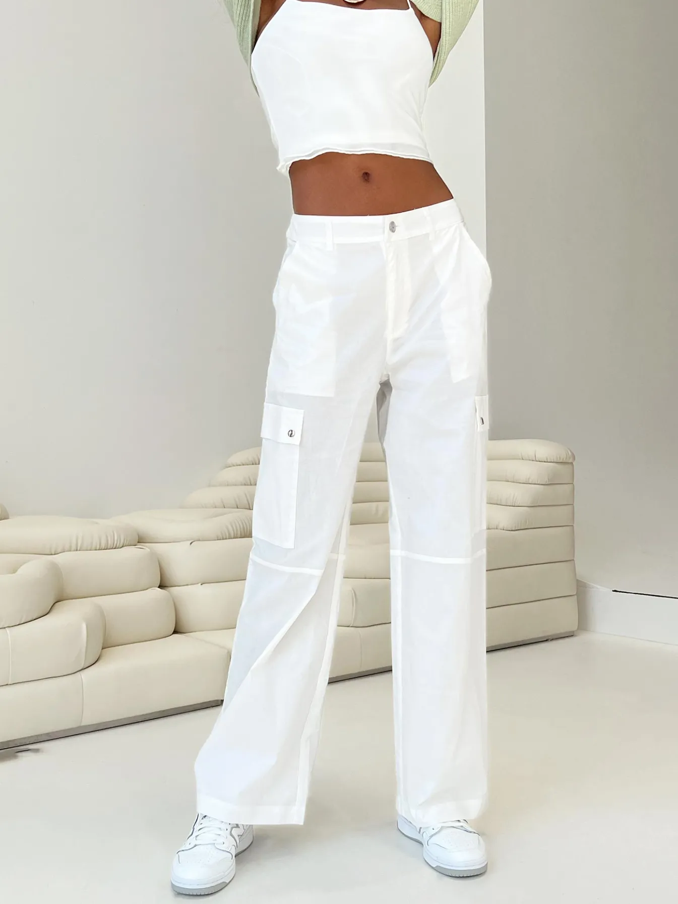 Princess Polly Toscan Cargo Pants White New