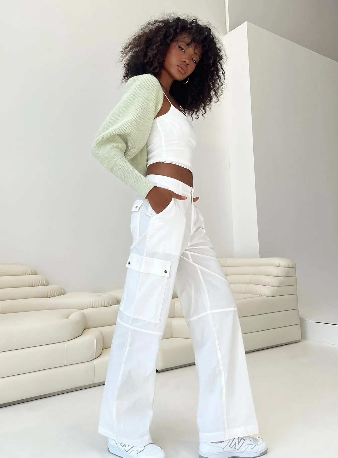 Princess Polly Toscan Cargo Pants White New