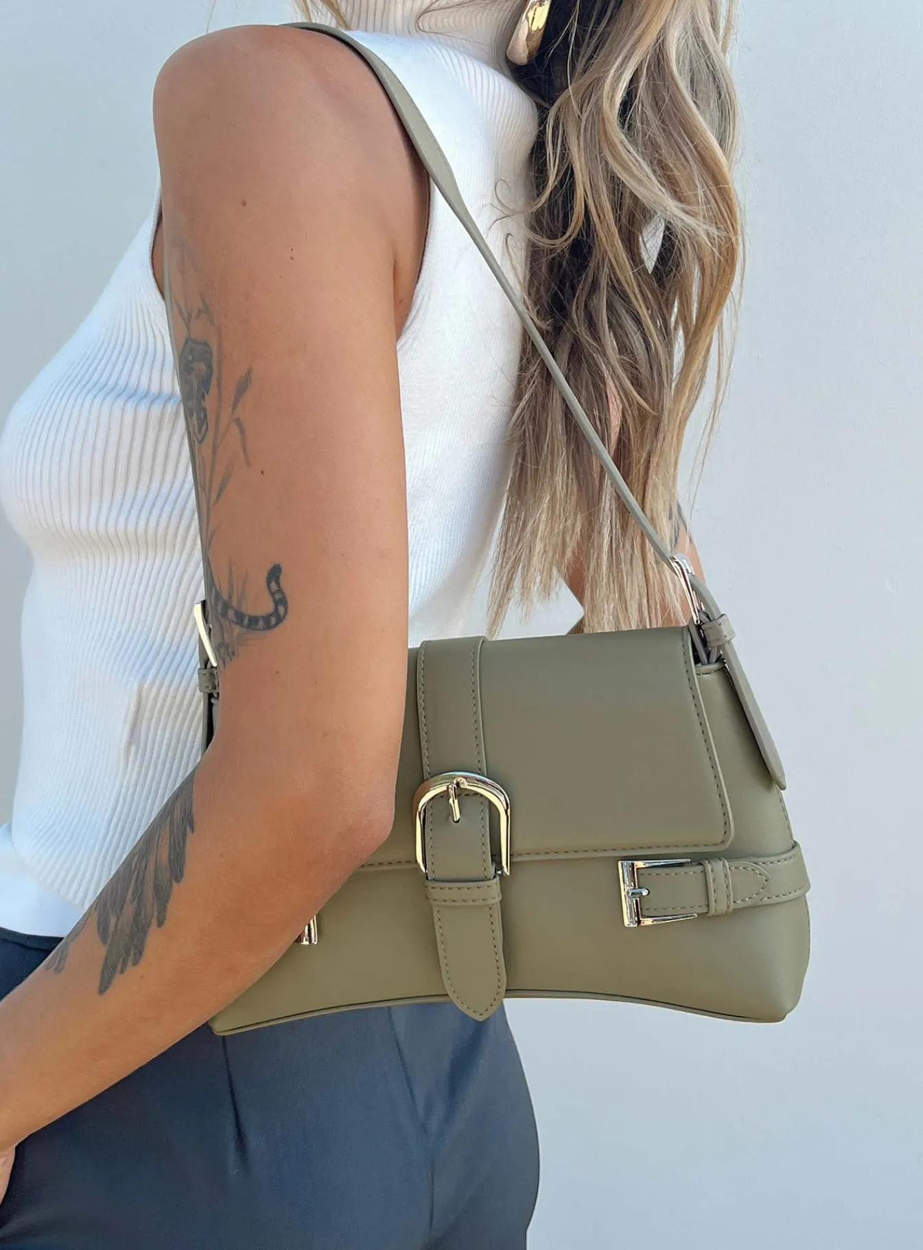Princess Polly Tozzi Shoulder Bag Khaki Sale