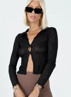 Princess Polly Travers Long Sleeve Top  Black Hot
