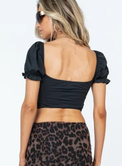 Princess Polly Trinian Top  Black Clearance