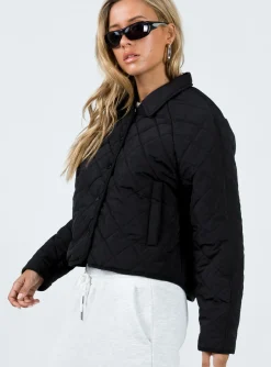 Princess Polly Tripp Quilted Jacket Black Clearance