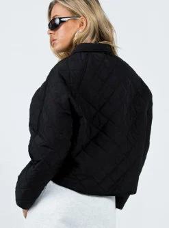 Princess Polly Tripp Quilted Jacket Black Clearance