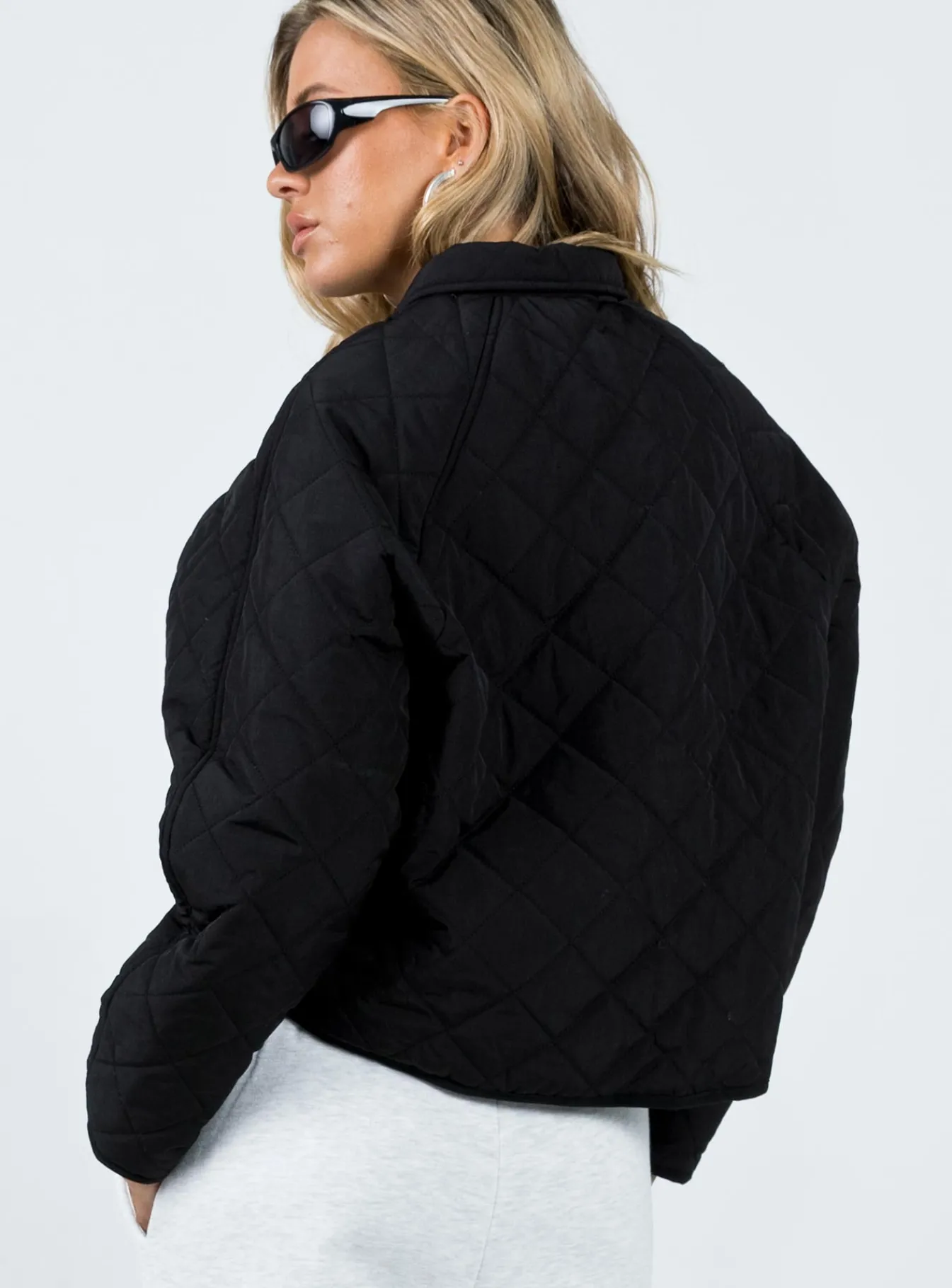 Princess Polly Tripp Quilted Jacket Black Clearance