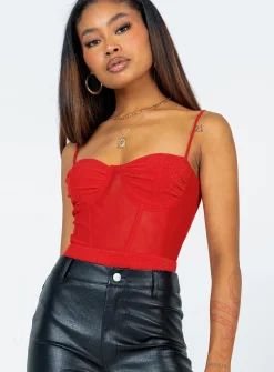 Princess Polly Triston Bodysuit  Red New