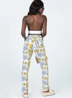 Princess Polly Tropical Dreams Straight Leg Denim Jeans Off White Clearance