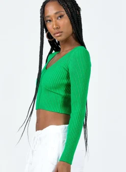 Princess Polly Trucco Long Sleeve Top  Green Hot