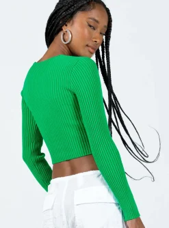 Princess Polly Trucco Long Sleeve Top  Green Hot