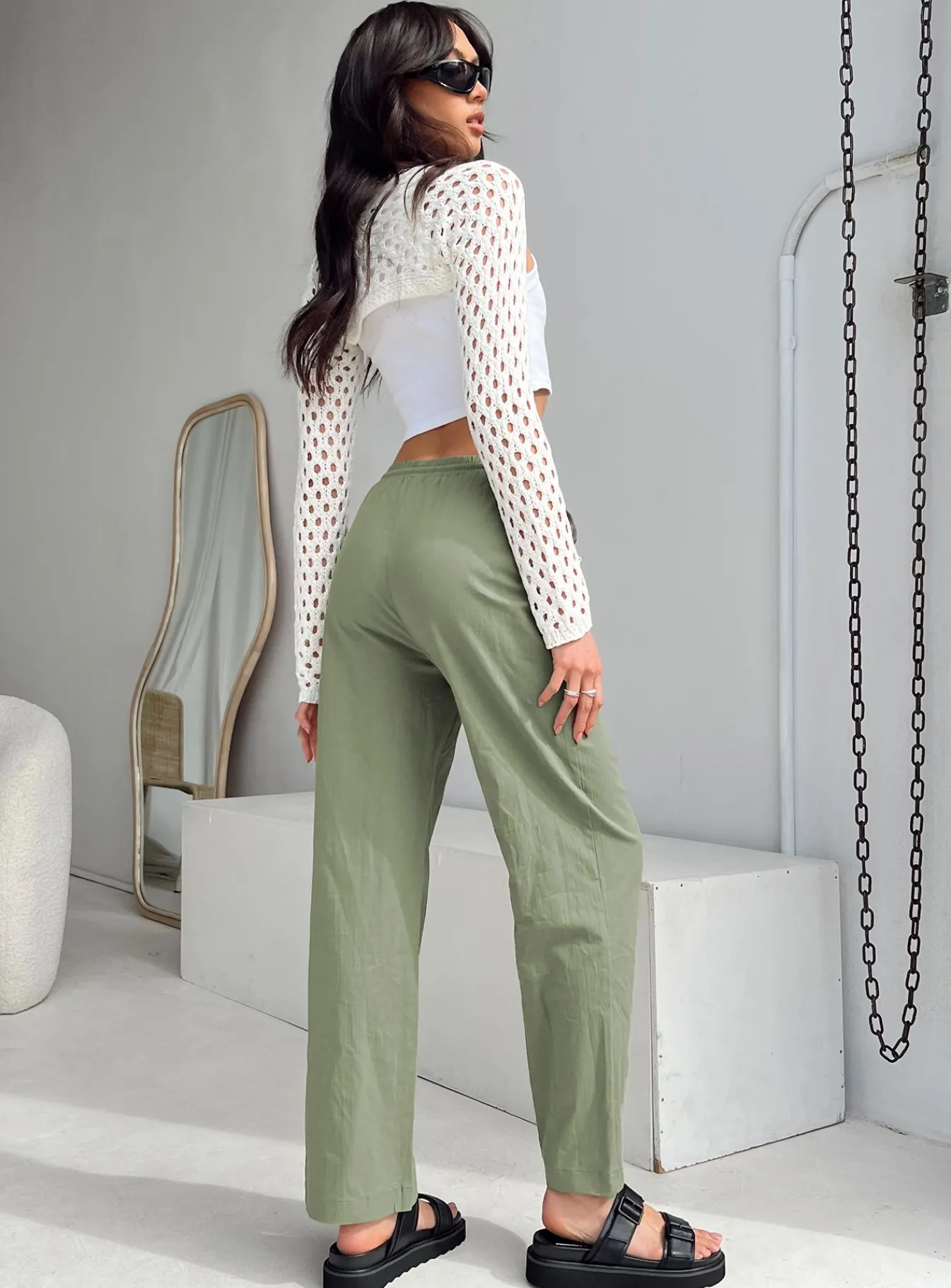 Princess Polly Tumble Pants Green Sale