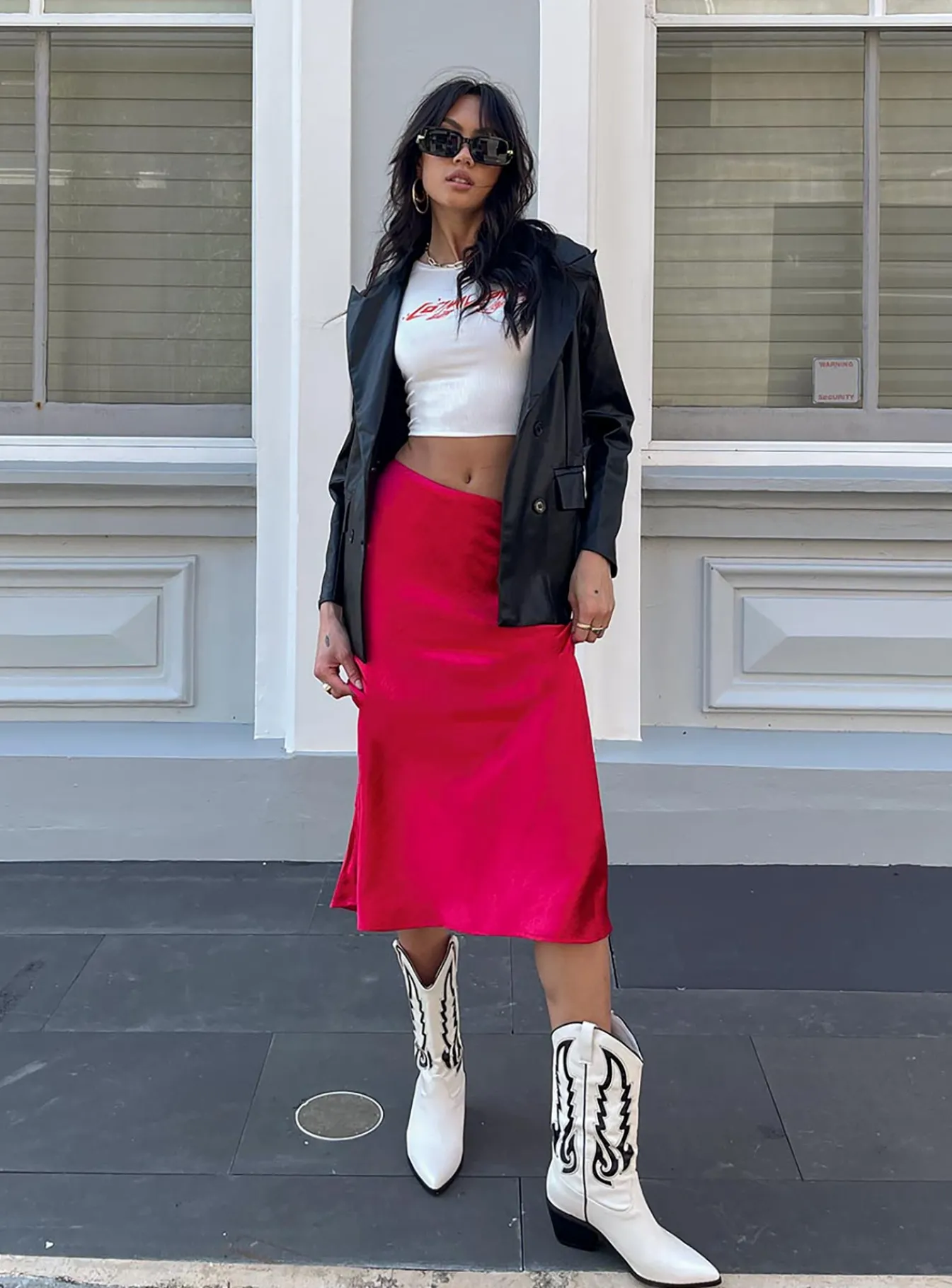 Princess Polly Tyra Satin Midi Skirt Red Shop