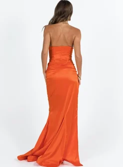 Princess Polly Tyree Strapless Maxi Dress  Orange New