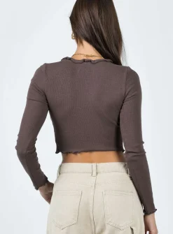 Princess Polly Tyson Long Sleeve Top Brown Flash Sale