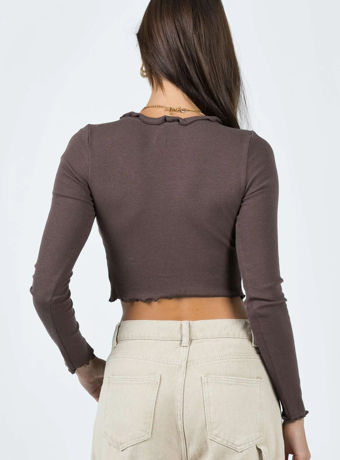 Princess Polly Tyson Long Sleeve Top Brown Flash Sale