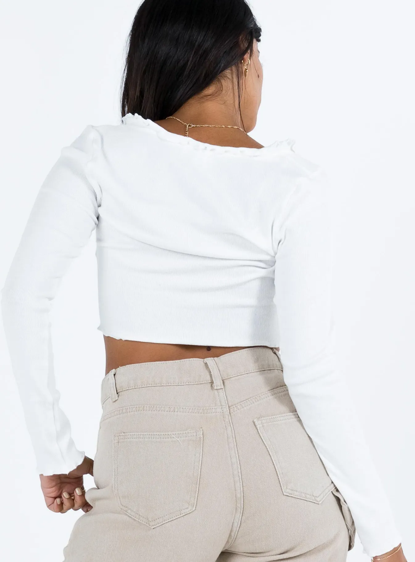 Princess Polly Tyson Long Sleeve Top White New