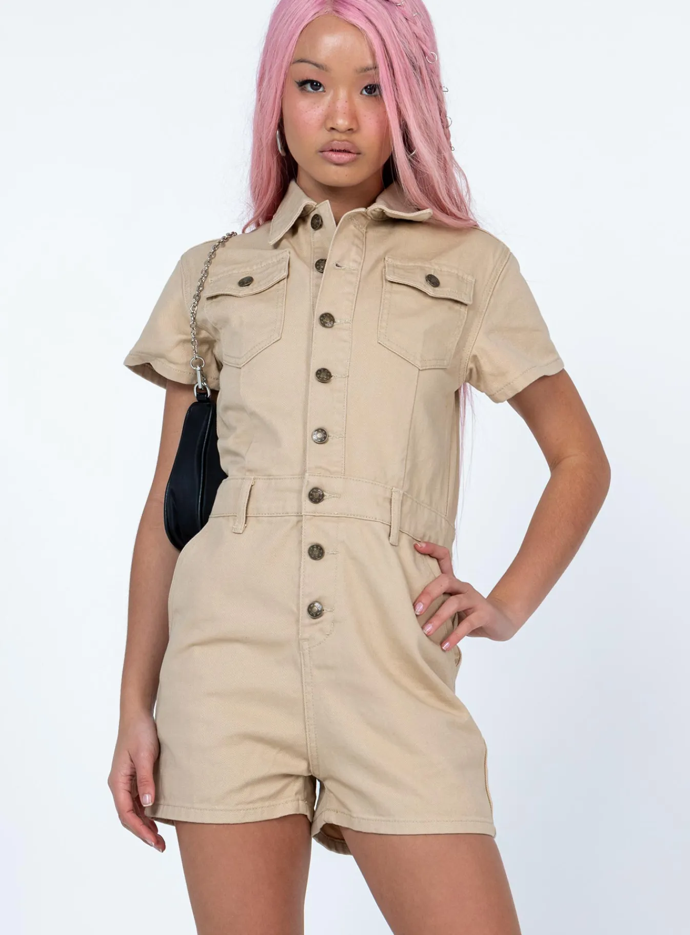 Princess Polly U Know What'S Up Romper Beige Hot