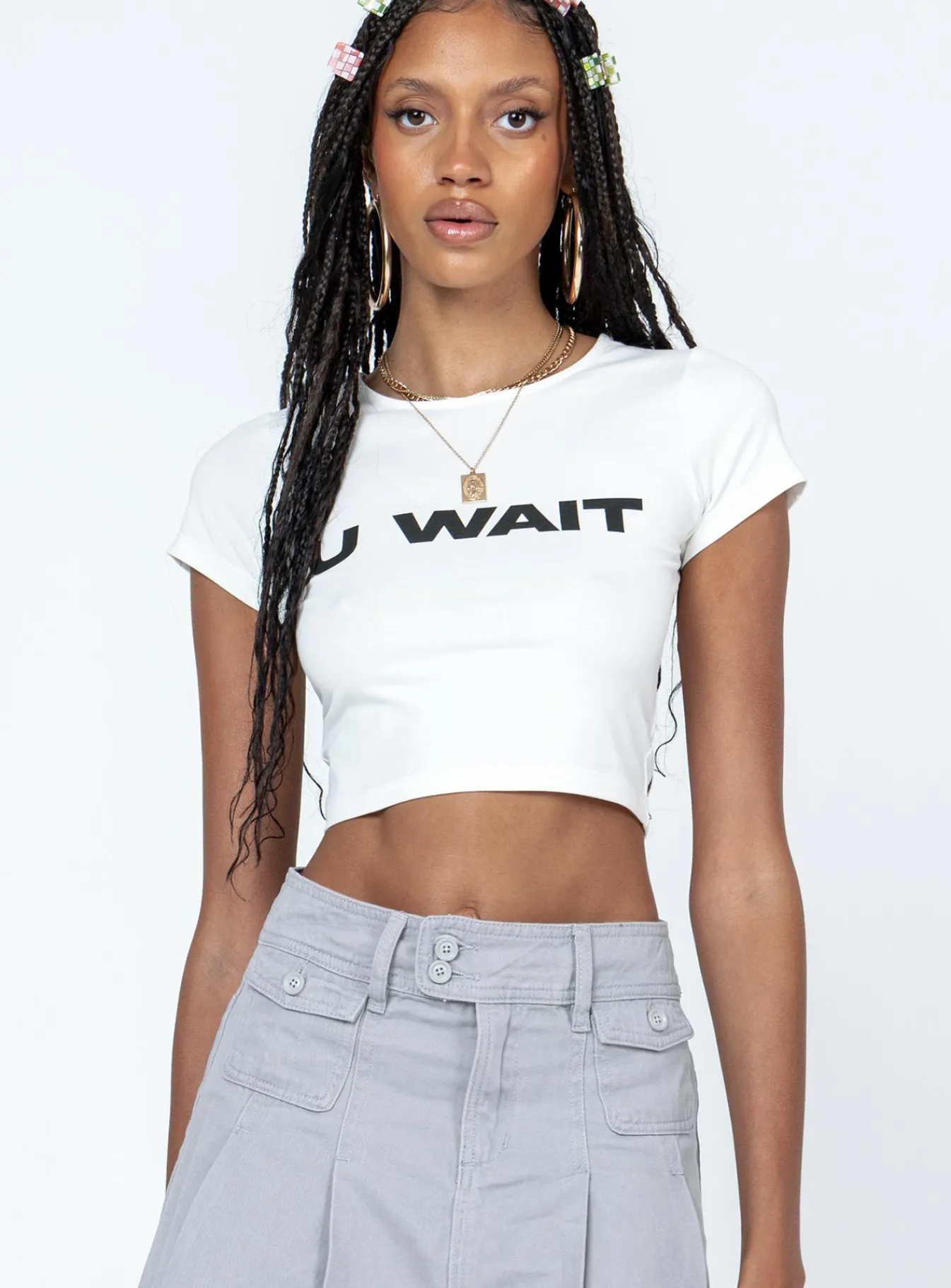 Princess Polly U Wait Tee White Sale