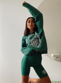 Princess Polly Ucla Bike Shorts  Green Best Sale