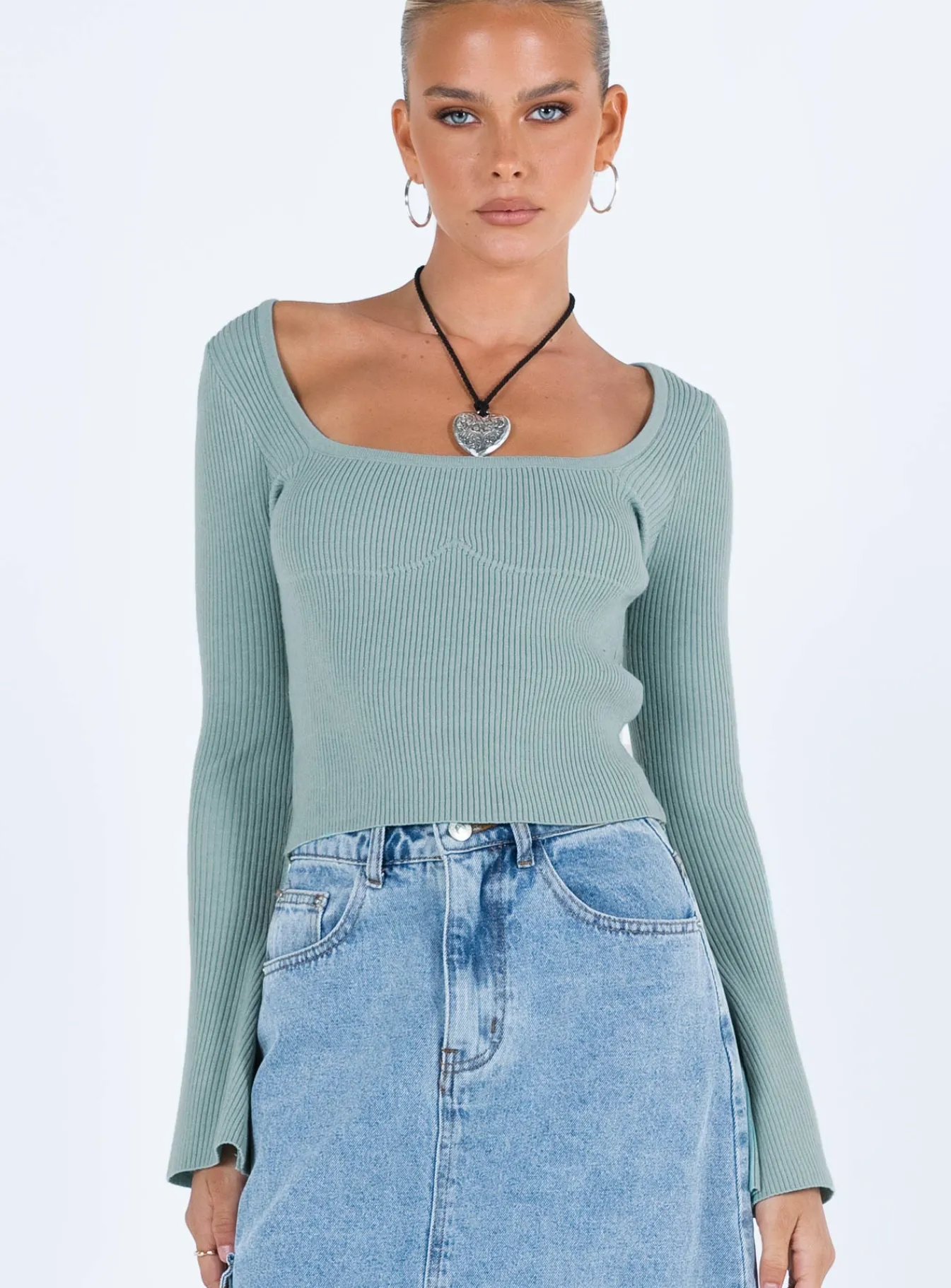 Princess Polly Unley Long Sleeve Top Blue Clearance