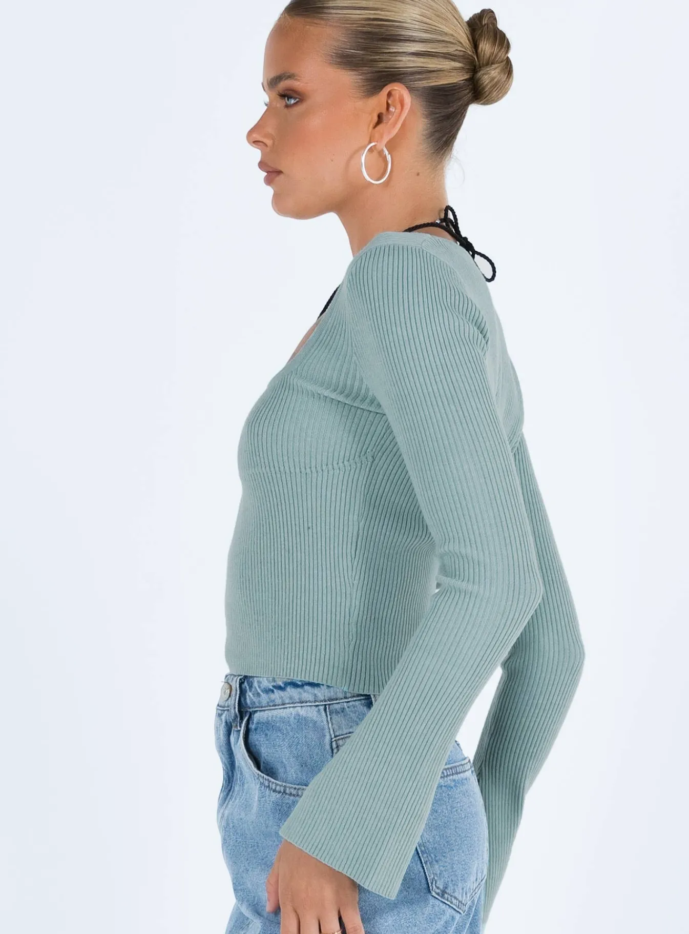 Princess Polly Unley Long Sleeve Top Blue Clearance