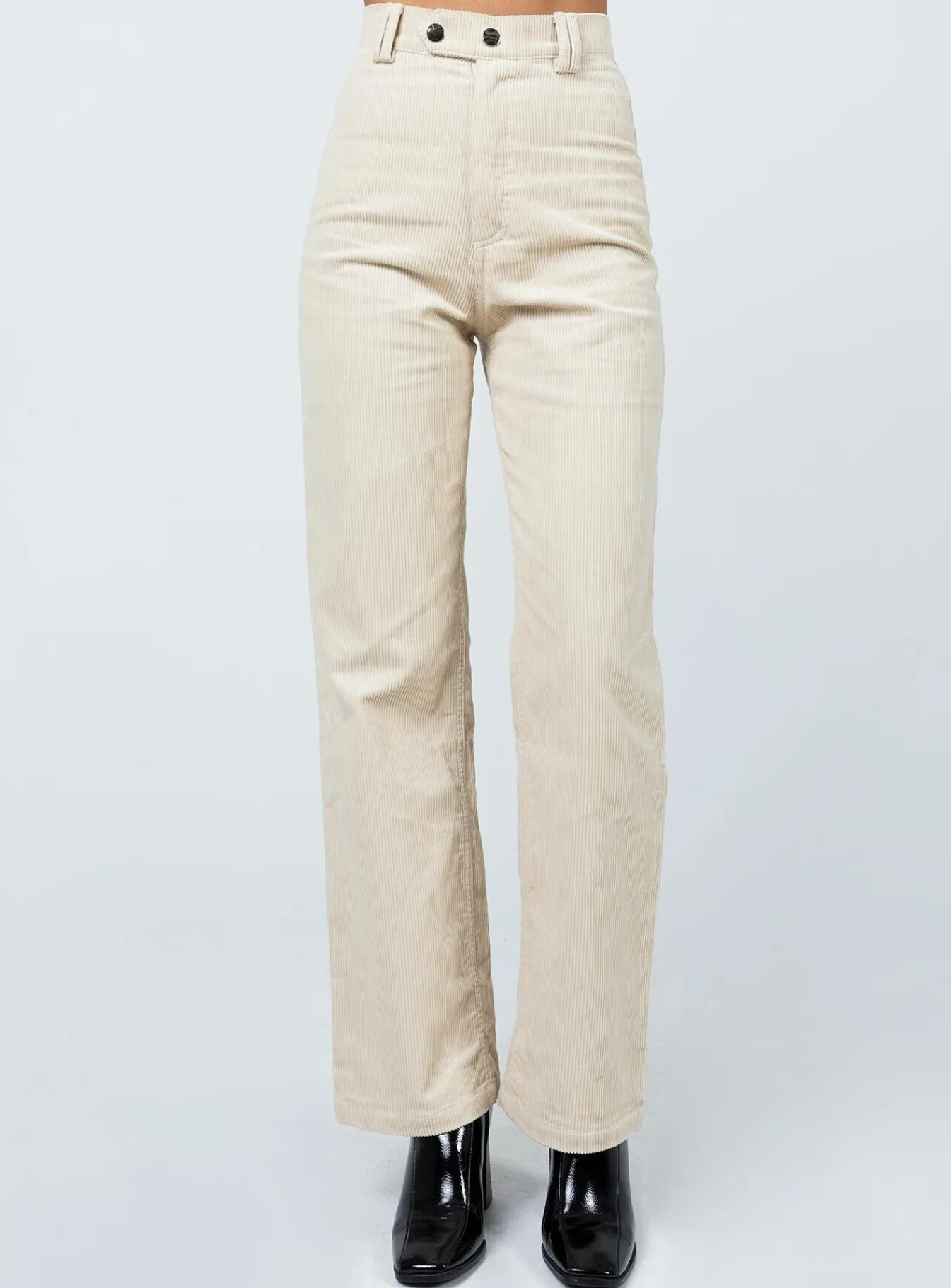 Princess Polly Uptown Cord Pant Beige Clearance