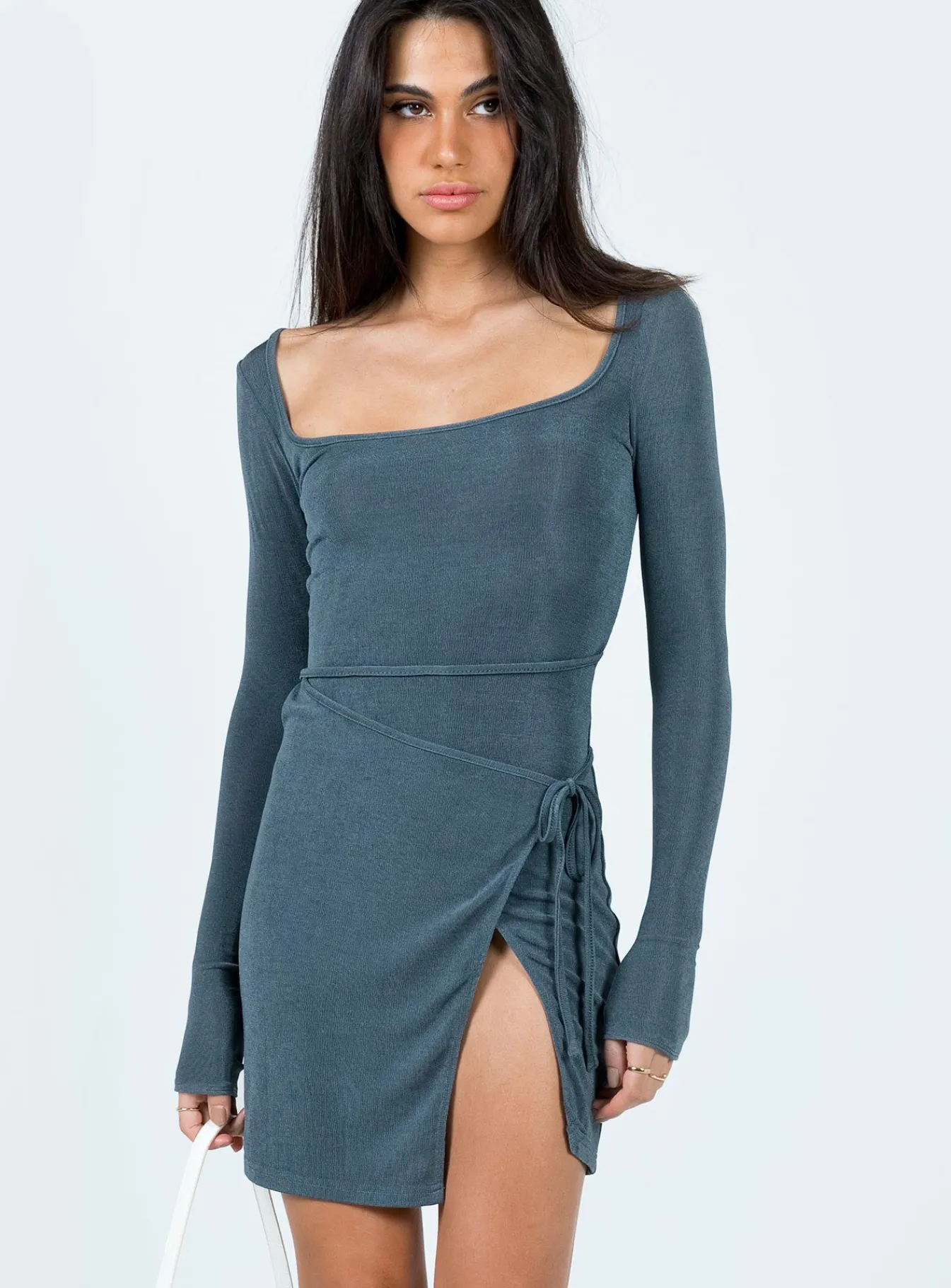 Princess Polly Ura Long Sleeve Mini Dress Grey Flash Sale