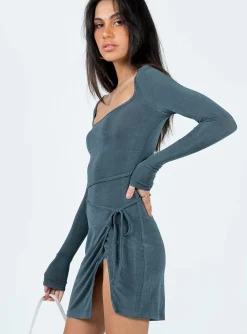 Princess Polly Ura Long Sleeve Mini Dress Grey Flash Sale