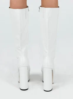 Princess Polly Valdo Platform Boots White Discount