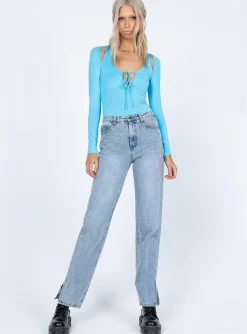 Princess Polly Valentina Bodysuit  Blue Cheap